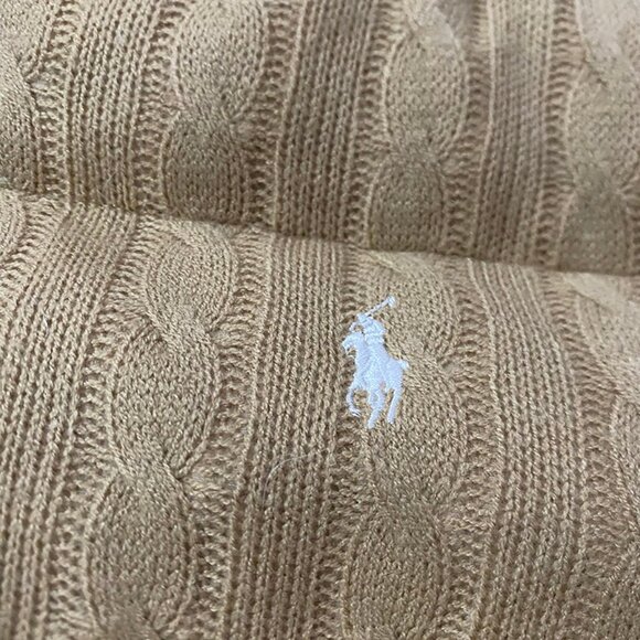 Polo Ralph Lauren Tan Cable Knit Puffer Jacket - Picture 10 of 13